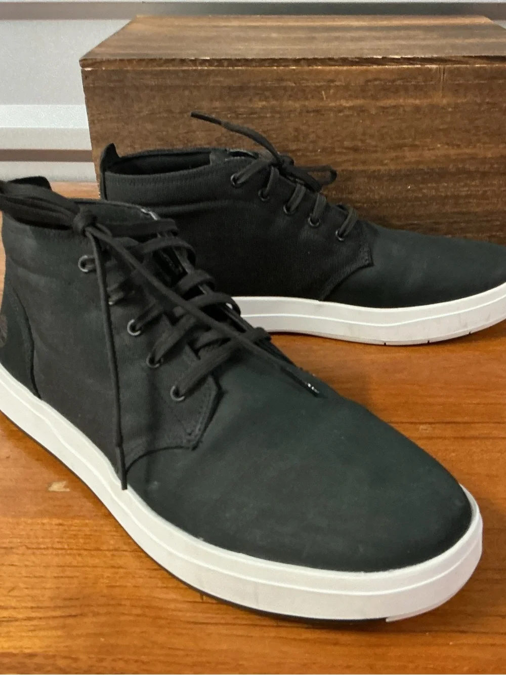 Timberland Men Davis Square Chukka Lace Up Leather Cordura Black Shoe Size 12